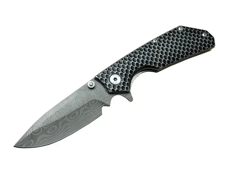 Damascus DMS 2 16 Gri Kamp Çakı 21cm- Yarı Otomatik, Kemerlikli, Metal Sap