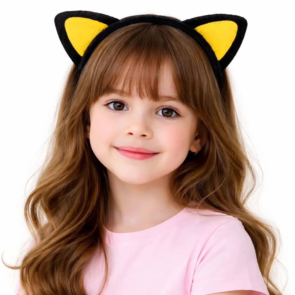 Peluş Kedi Kulak Taç Sarı Siyah – Çuk Parti & Kostüm Tacı 2