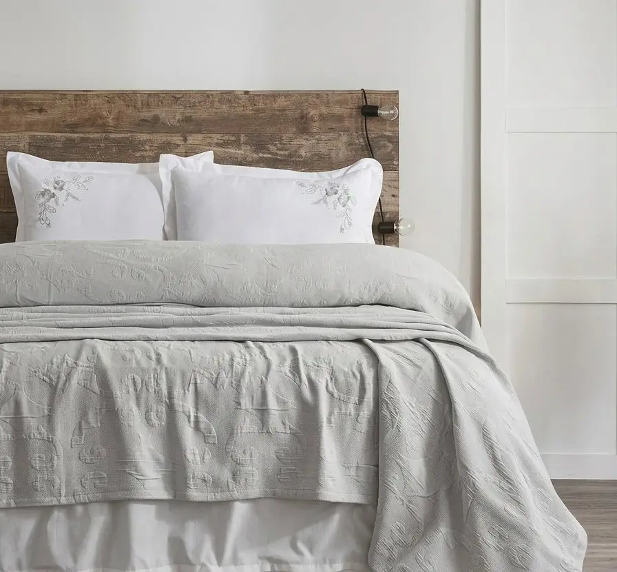 Şaheser Home Collection Yatak Örtüsü Seti Çift Kişilik Derek Bej