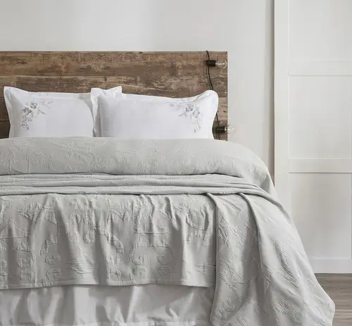 Şaheser Home Collection Yatak Örtüsü Seti Çift Kişilik Derek Bej