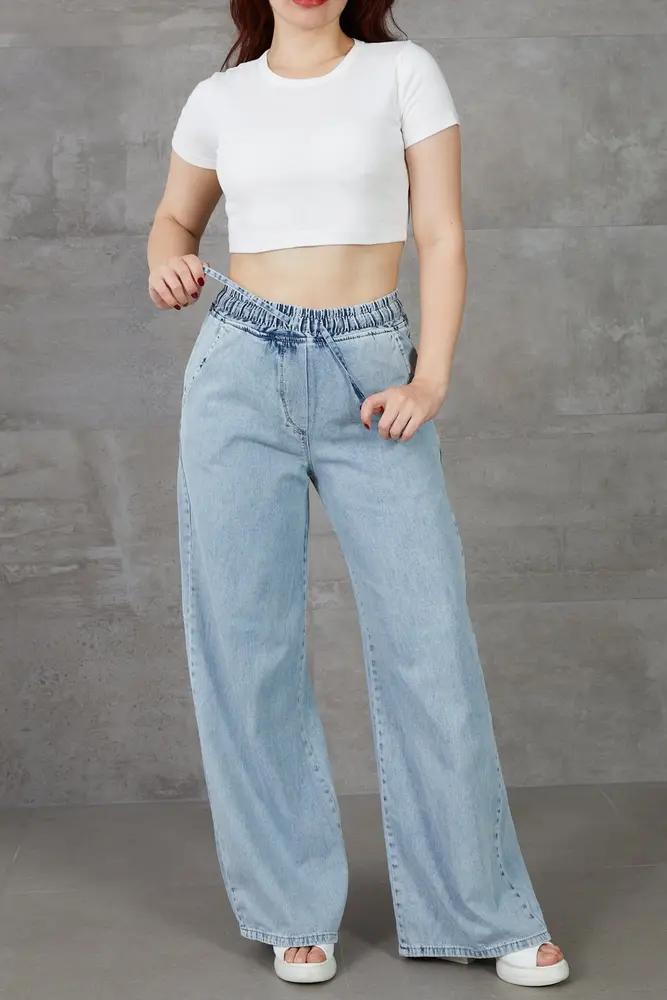 Kadın Beli Lastikli Rahat Kesim Kot Pantolon 3