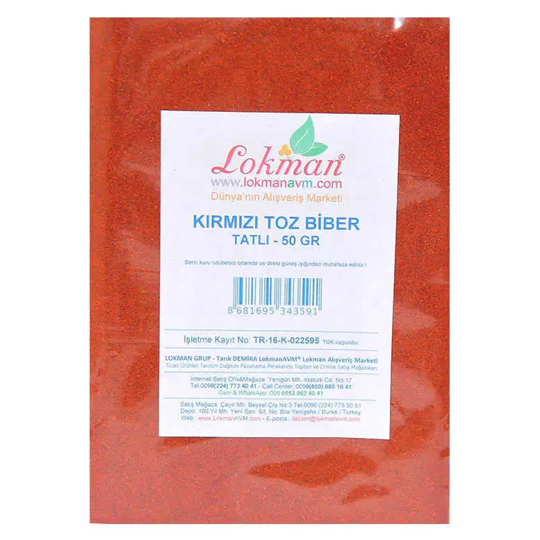 Kırmızı Toz Biber Tatlı Renk Biberi 50 Gr Paket 3