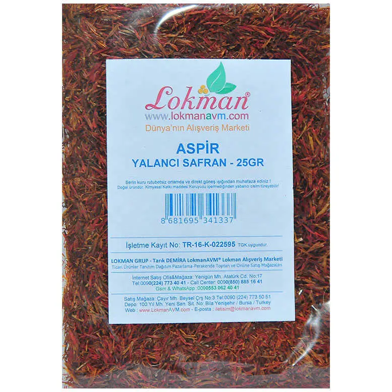 Aspir Otu Yalancı Safran Asfor Doğal 25 Gr Paket 3