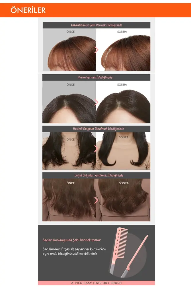 lara Kolay Şekil Veren Kurutma Fırçası APIEU Easy Hair Dry Brush 4