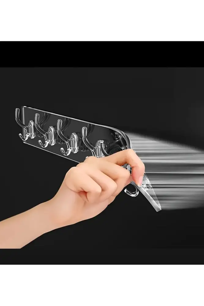5'li Kendinden Yapışkanlı Güçlü Şeffaf Askılık - Kapı Arkası Mutfak Duvar Banyo Askı 4