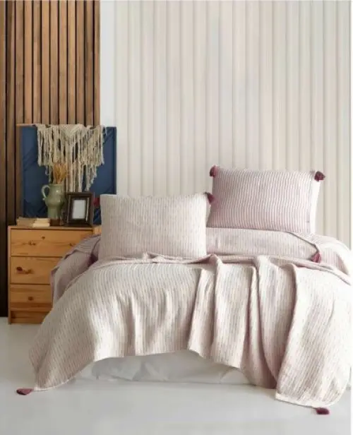 Şaheser Home Collection Yatak Örtüsü Çift Kişilik Mürdüm