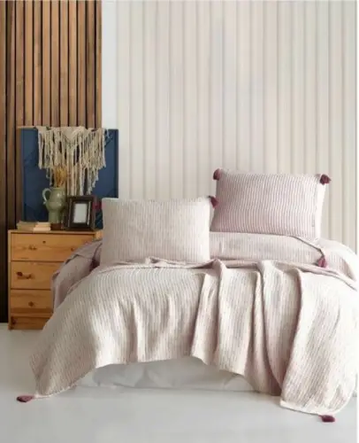 Şaheser Home Collection Yatak Örtüsü Çift Kişilik Mürdüm
