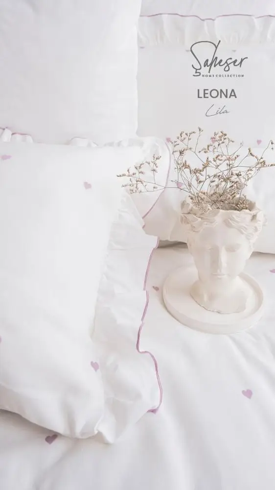 Şaheser Home Collection Jakarlı Nevresim Takımı Çift Kişilik Leona Lila 2