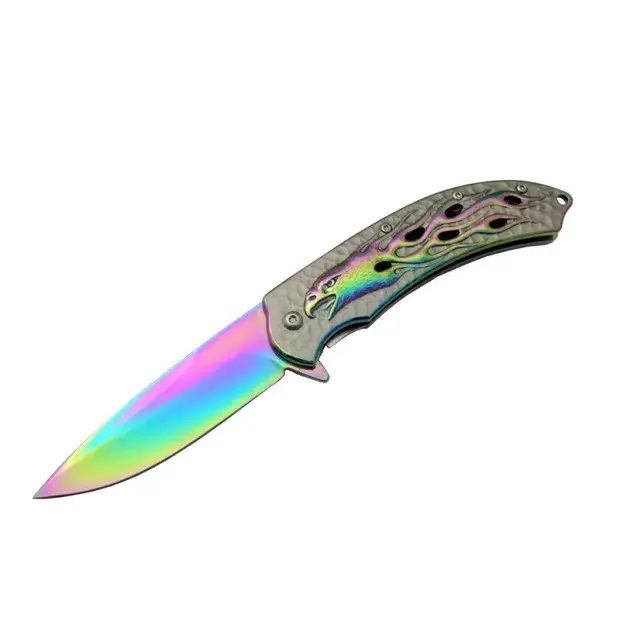 Kartal Rainbowi TK 21 cm Kamp / Outdoor Çakı - Yarı Otomatik, Kemerlikli, Kutulu