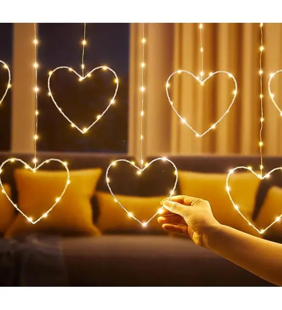 Kalpli Perde LED Işıklar, Sevgililer Günü Romantik LED Aydınlatma 2