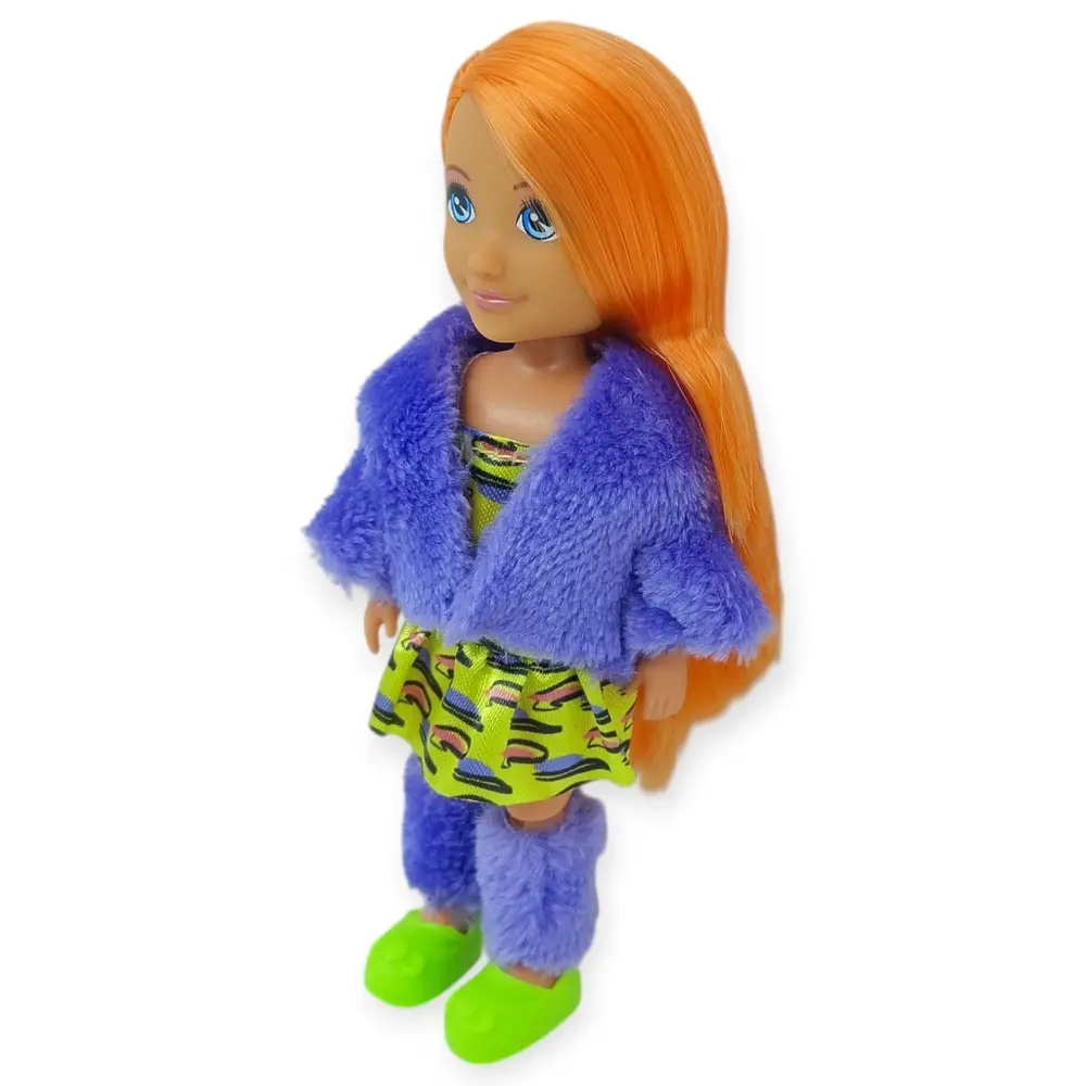 Moda İkonu Bebek Figür 13 cm - Tcu Saçlı Neon Şıklık - 1 ADET