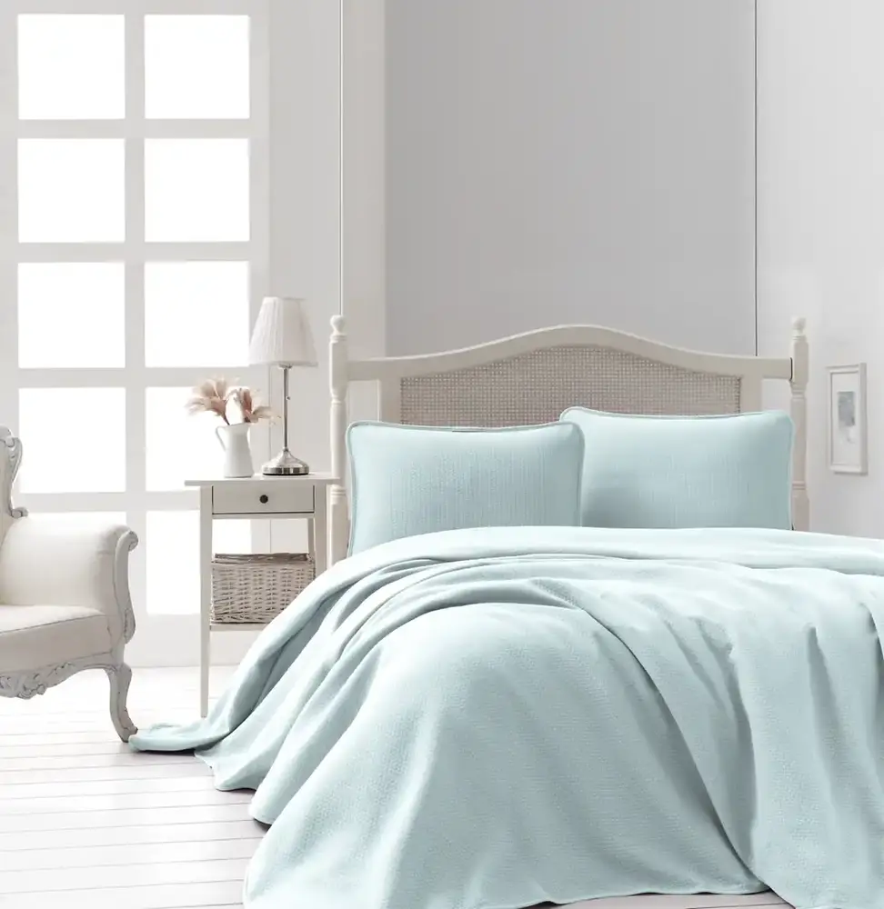 Şaheser Home Collection Jakarlı Yatak Örtüsü Seti Liv Mint