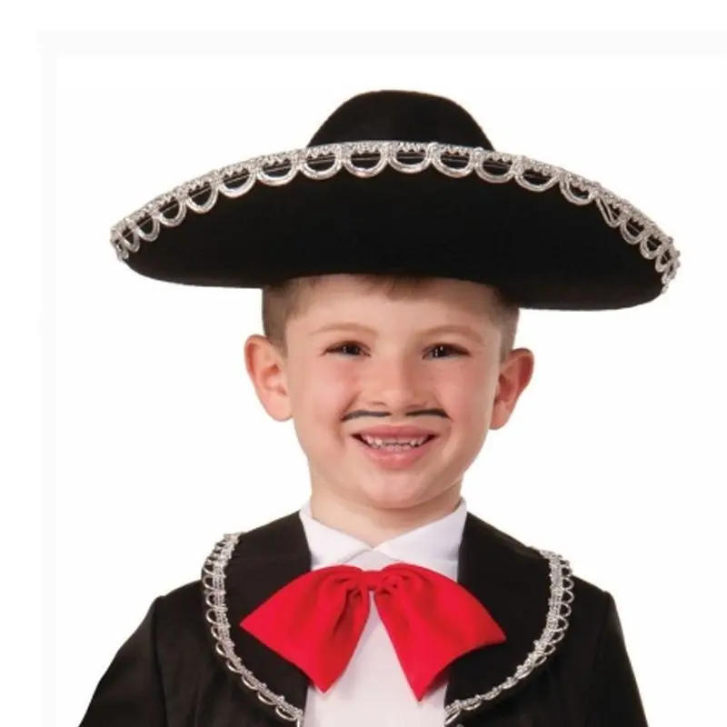 Gümüş Renk Şeritli Meksika Mariachi Latin Şapkası 55 cm Çuk 2