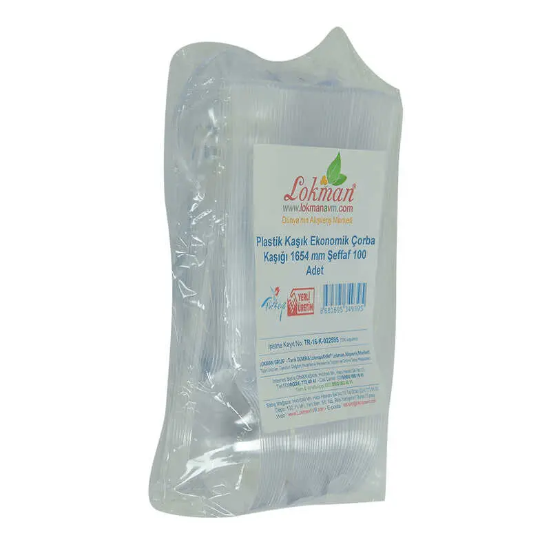 Plastik Kaşık Ekonomik Çorba Kaşığı 1654 mm Şeffaf 100 Adet 1 Paket 4