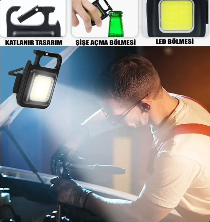 LED Işıklı Flash Özellikli 4 Modlu Anahtarlık El Feneri 2