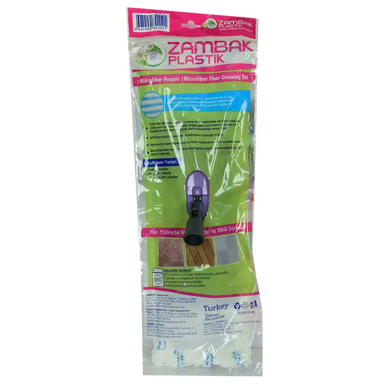 Mikrofiber Nemli Mop Paspası Plastik Aparatlı Karışık Renk 40 Cm 4