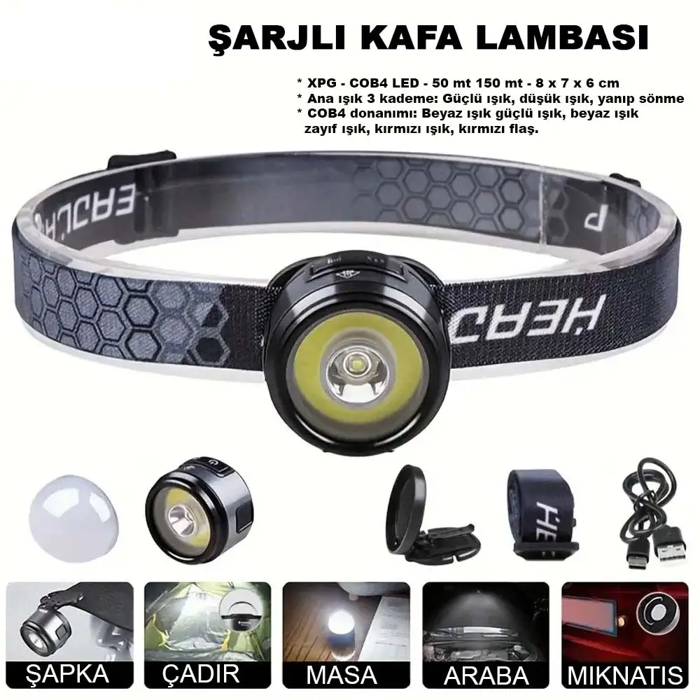 7 Mod Şarjlı Kafa Ve Kamp Lambası Wt-618 2