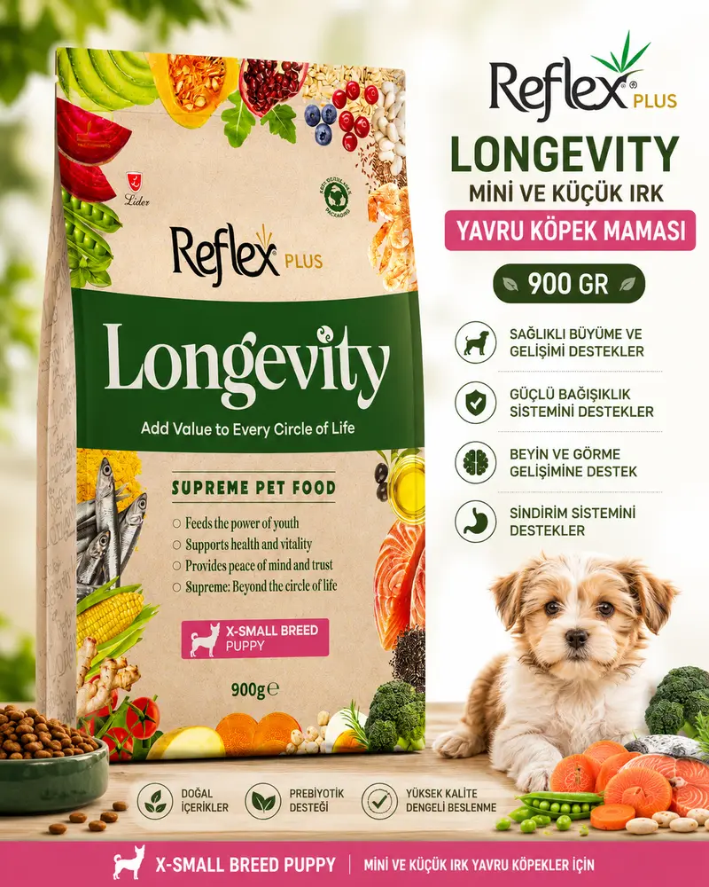 Reflex Plus Longevity Mini ve Küçük Irk Yru Köpek sı 900 Gr 2