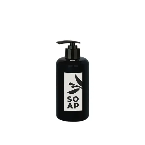 Sıvı Sabunluk Yuvarlak Plastik Pompalı 500 ML - Siyah