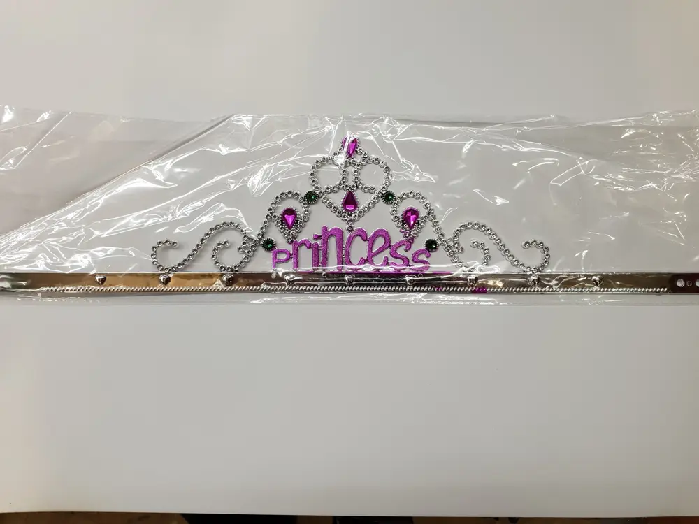 Gümüş Renk Prenses Yazılı Parti Tacı 60 cm 2
