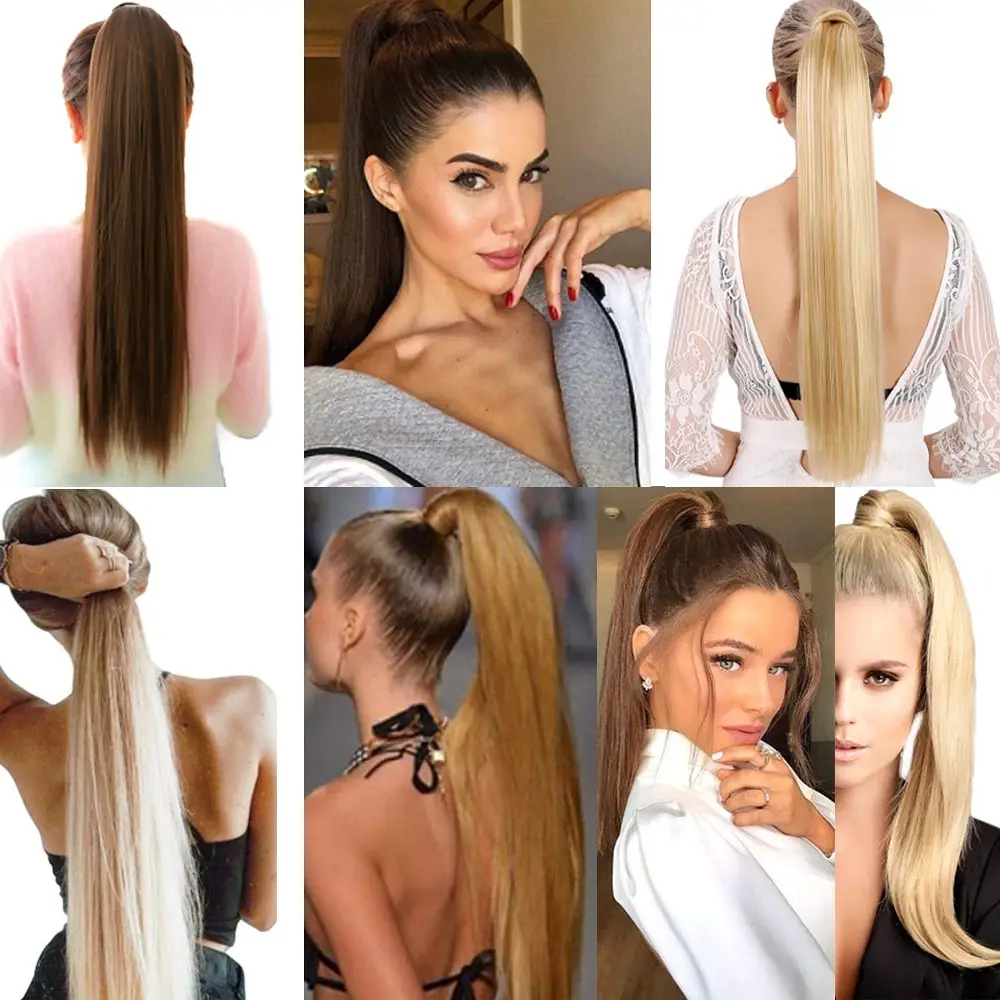 Lastik Tokalı At Kuyruğu Düz / Koyu Kumral / Gümüş Platin Ombre 3
