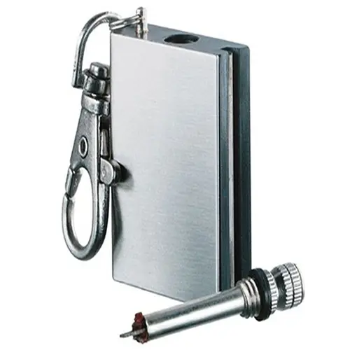 Benzinli Kibrit Çakmak Magnezyum Çubuklu Anahtarlıklı Benzinli Metal Kibrit Gümüş 2