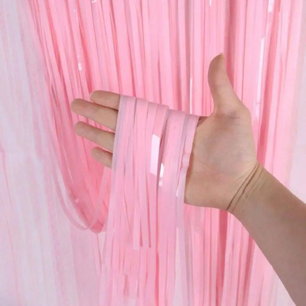 Soft Pembe Püsküllü Kapı Perdesi - Parti, Baby Shower, Cinsiyet Partisi 1x2 m 2