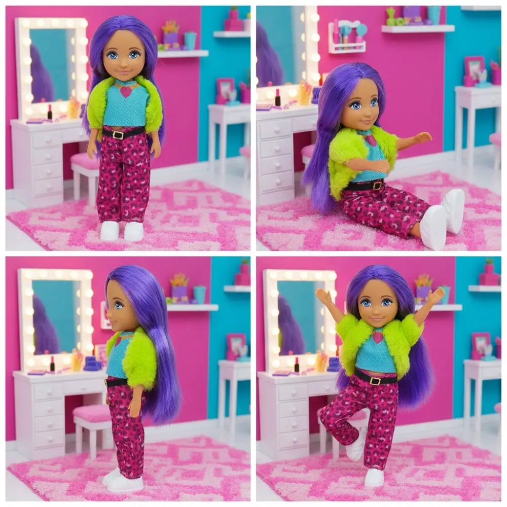 Ankiki Moda İkonu Bebek Figür 13 cm - Mor Saçlı Hip-Hop Rüzgarı - 1 ADET 2
