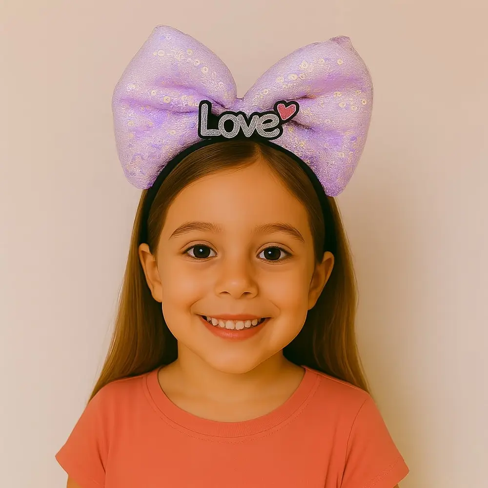 LED Işıklı Love Yazılı Mor Fiyonk Taç – Kız Çuk Parti Tacı 2