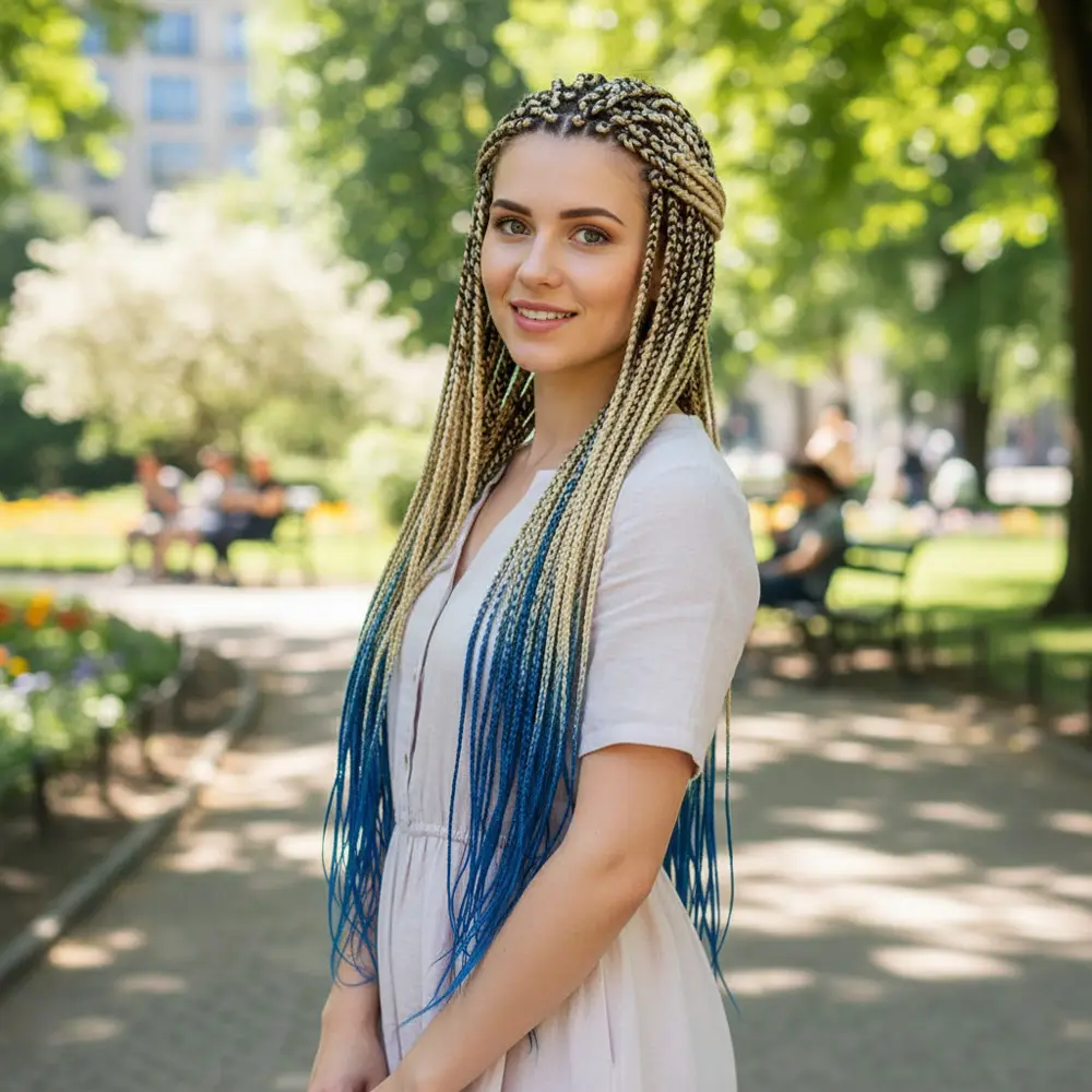 Afrika Örgüsü Ve Rasta İçin Sen Ombreli / Platin / Lacivert 2