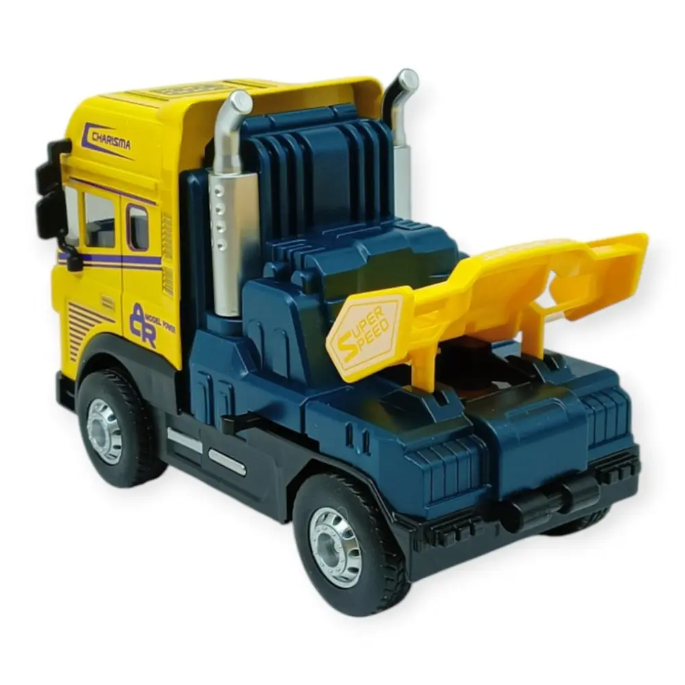 Metal Tır 1:24 - Sesli Işıklı Tır 13 cm - Sarı - 1 ADET 2
