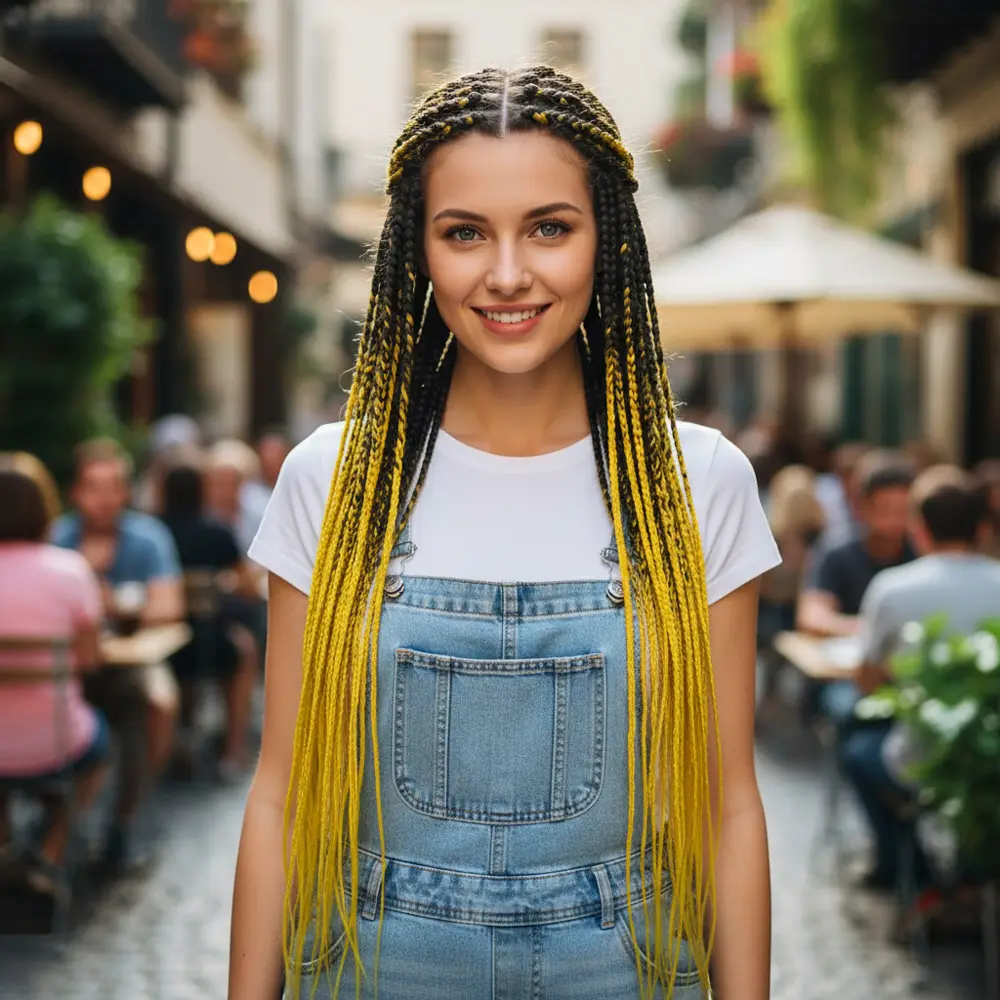 Afrika Örgüsü Ve Rasta İçin Sen Ombreli  / Siyah / Sarı 2