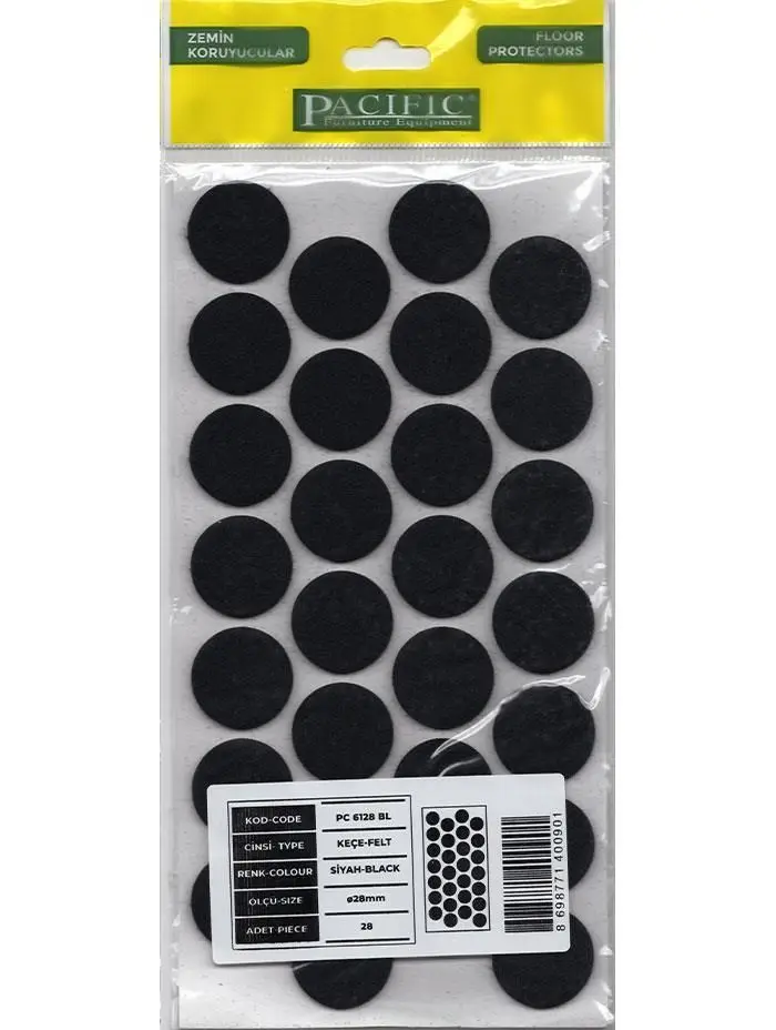 Pacific 6128 BL Yapışkanlı Keçe 28 mm Siyah 2