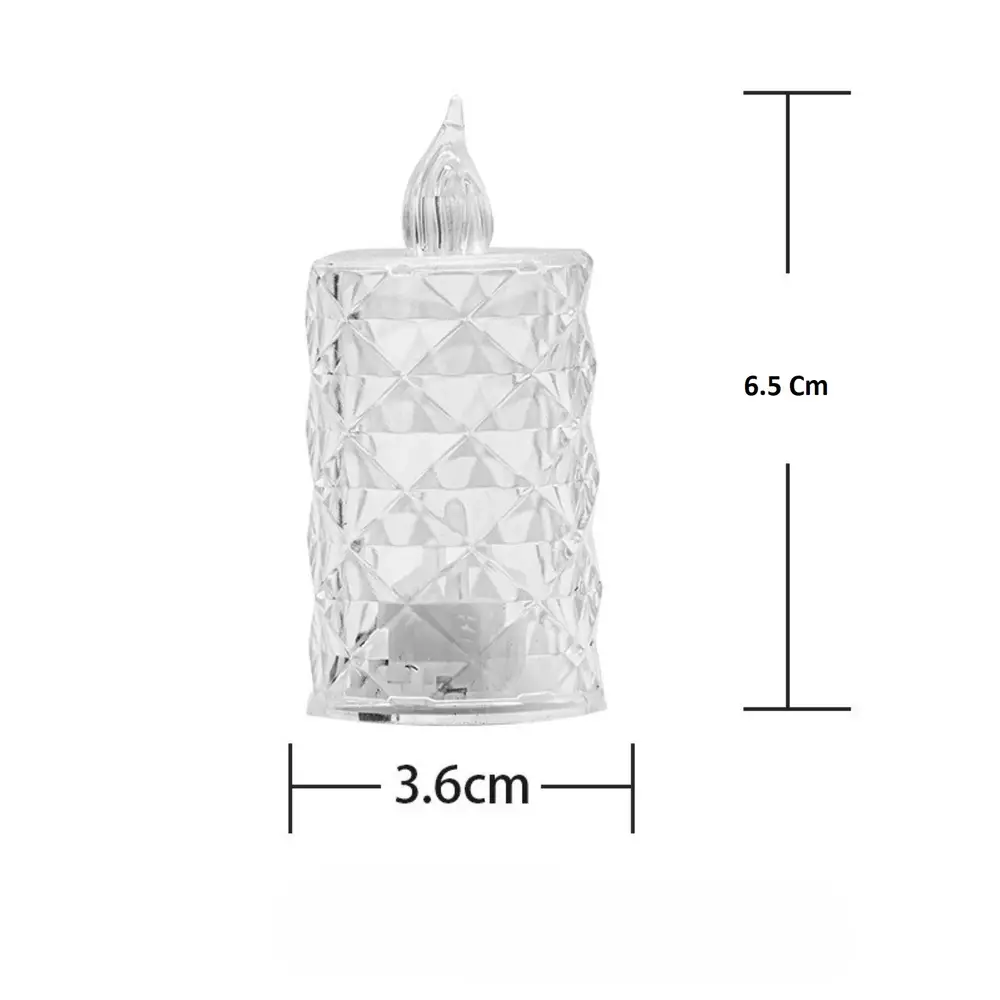 Led Mum Şeffaf Kristal LED Mum Pilli Alevsiz Çay Mumu Düğün Doğum Günü Ortam Işığı Midi 3