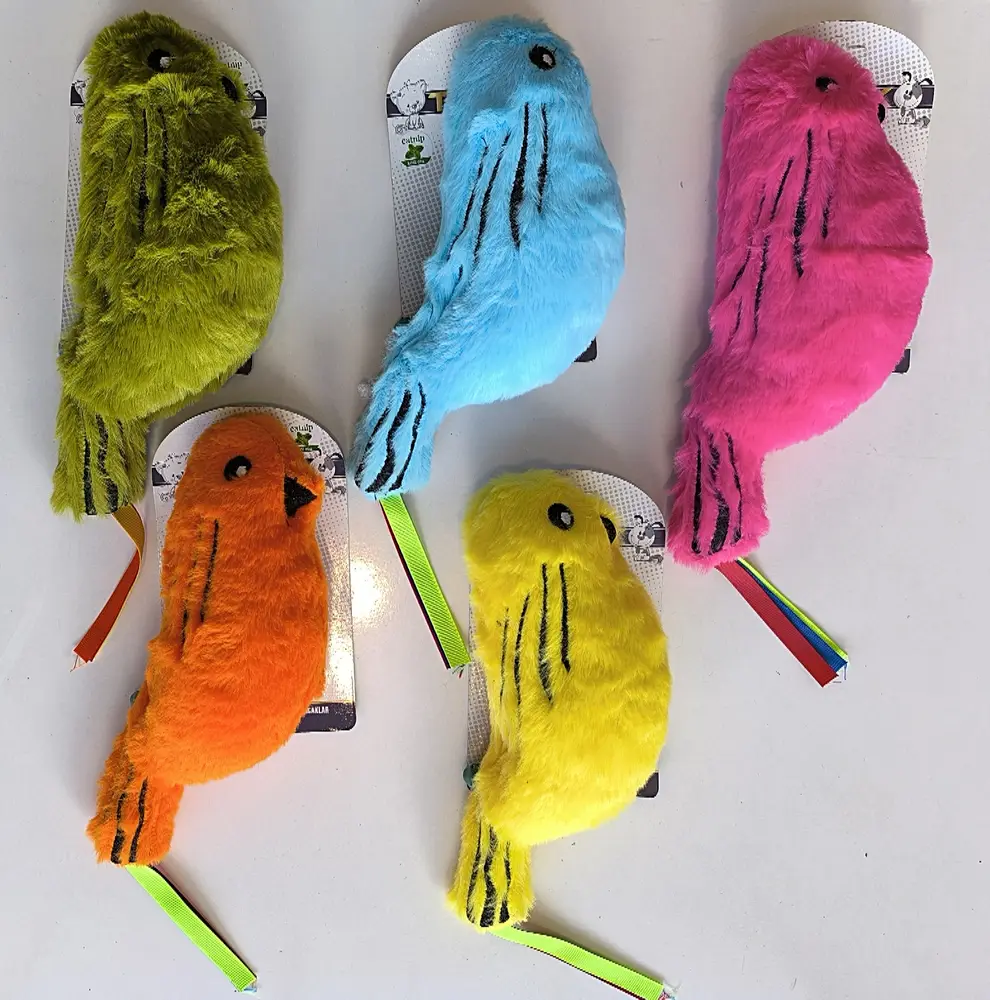 Catnipli Zilli  Peluş Kuş Kedi Köpek  Oyuncağı Çeşitli Renklerde 8 cm x 30 cm 2