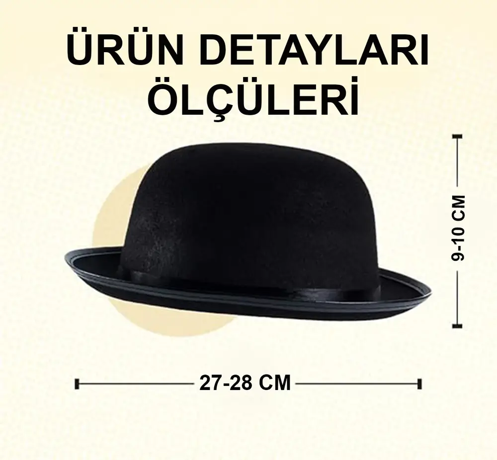 Charlie Chaplin Stil Çuk Şapkası – Siyaelon Parti Şapkası 2