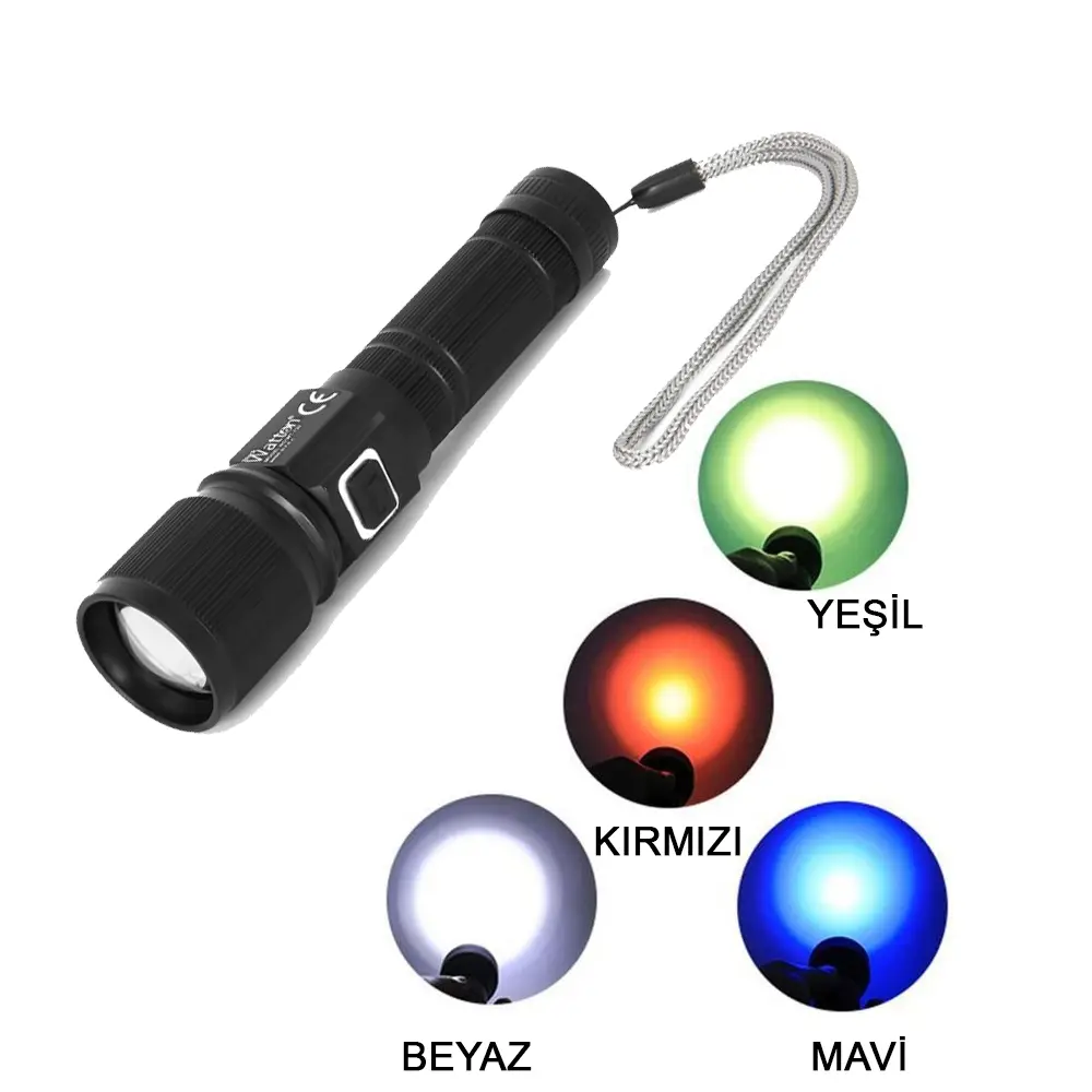 Cree TG Led 1000 Lümen Göstergeli Fonksiyonel El Feneri Wt-732 2
