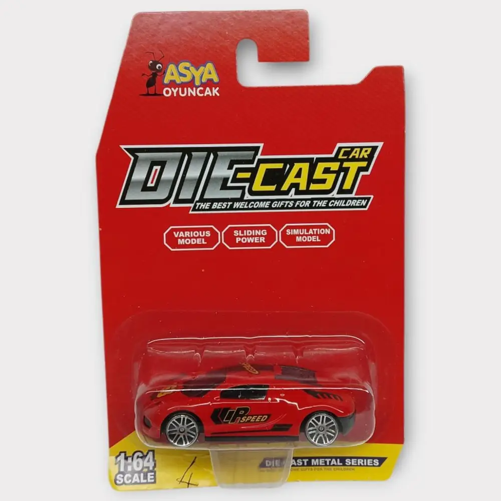 Metal Mini Arabalar 8 cm - Kırmızı - 4 - 1 ADET 5