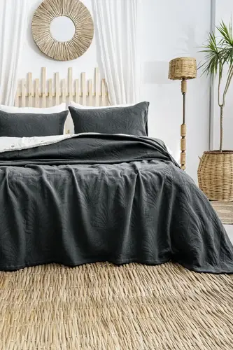 Şaheser Home Collection Yatak Örtüsü Çift Kişilik Silvia Antrasit