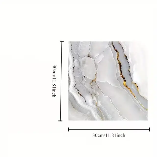 VİNİL BEYAZ MERMER DESENLİ ALÜMİNYUM PLASTİK DUVAR STİCKER (30X30)