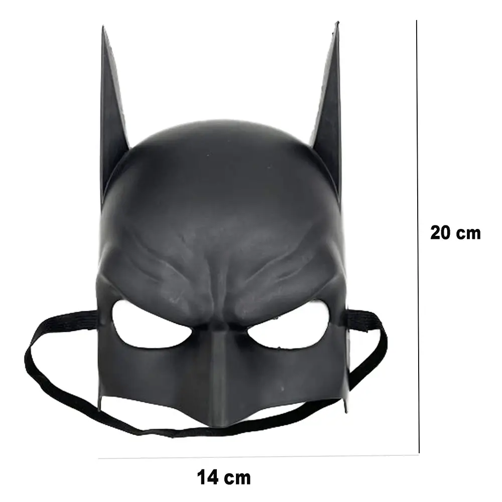 Siyah Renk Çuk Boy Arkadan Lastikli Batman Maskesi A Kalite 20x14 cm