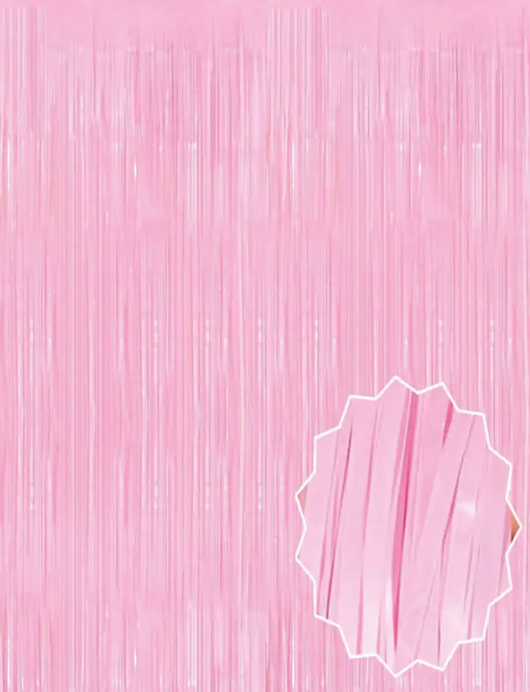 Soft Pembe Püsküllü Kapı Perdesi - Parti, Baby Shower, Cinsiyet Partisi 1x2 m