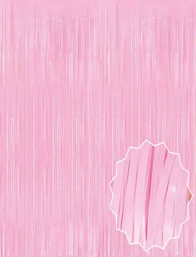 Soft Pembe Püsküllü Kapı Perdesi - Parti, Baby Shower, Cinsiyet Partisi 1x2 m