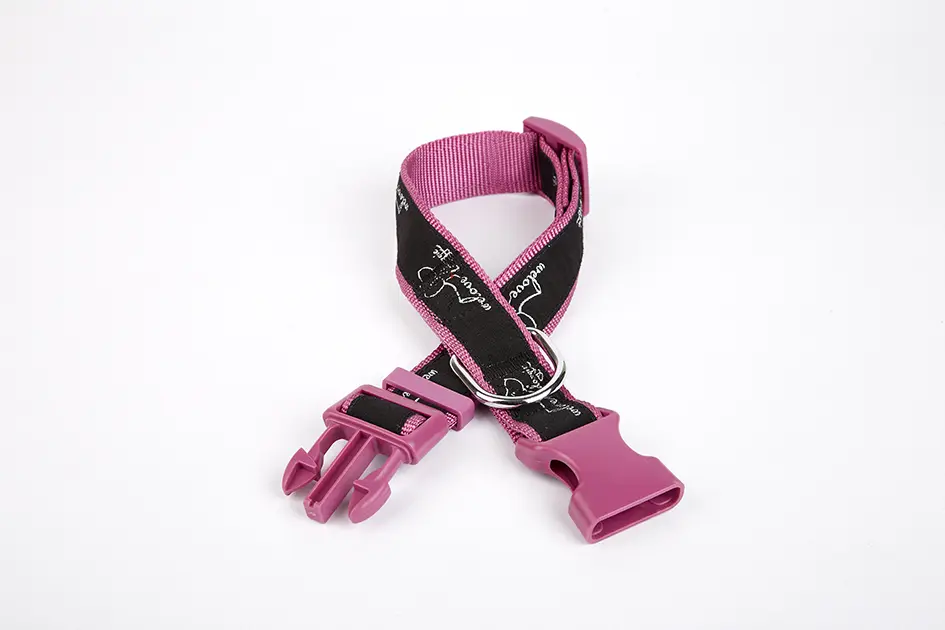 Köpek Desenli Dokuma Köpek Boyun Tasması 3 cm x 36-60 cm Mor