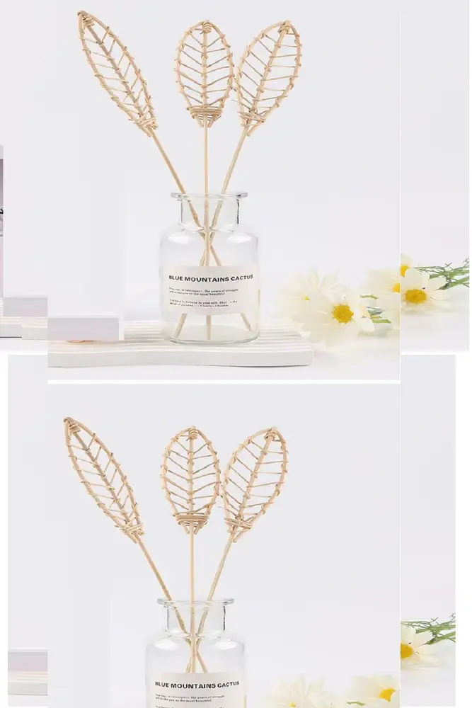 3 Tek Adet 3 Model Aromaterapi Koku Dağıtıcı Rattan Şişe Ahşap Difüzör Çubuk (-Yaprak-Daalı) 4