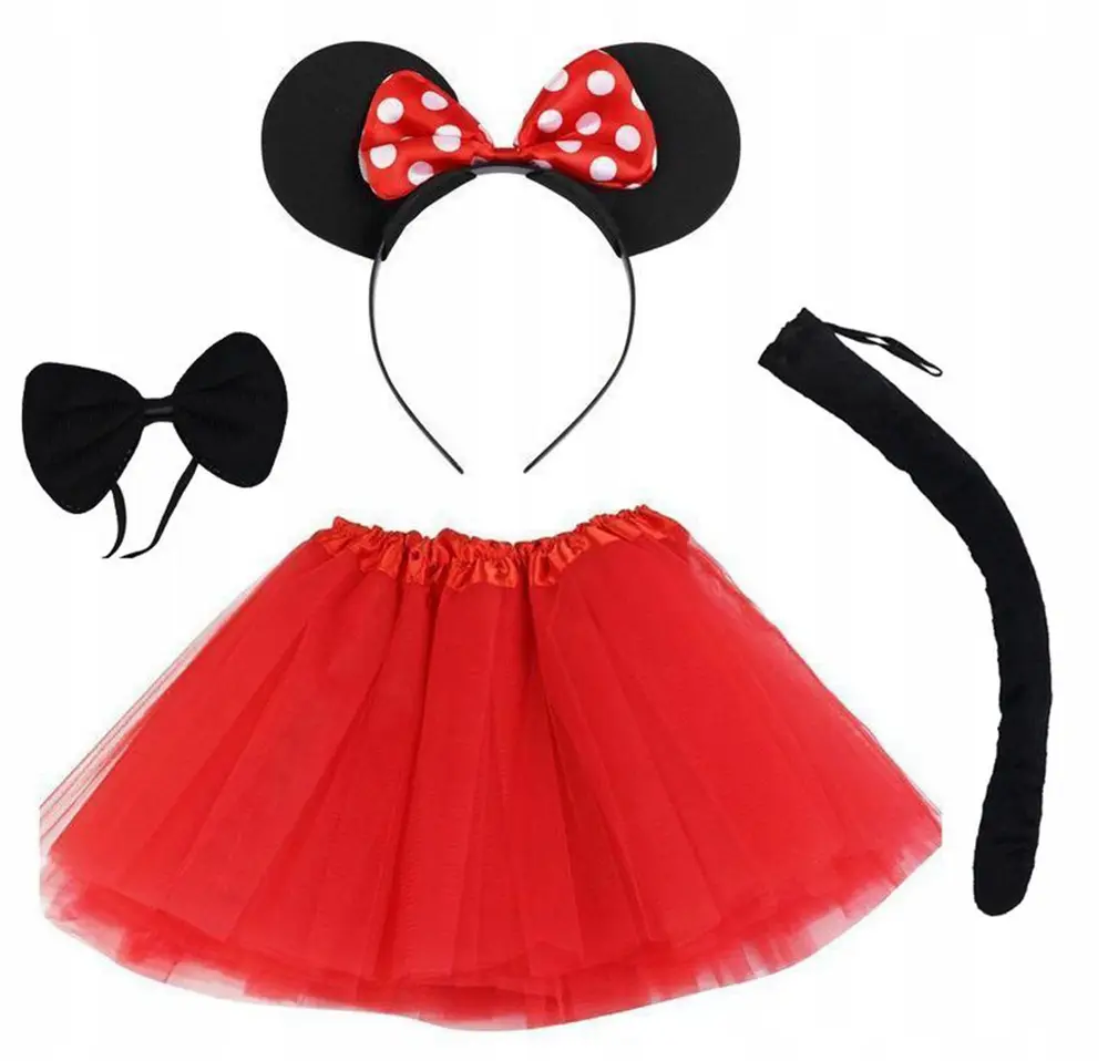 Minnie Mouse Kostüm Seti Etek Taç Kuyruk Papyon Gösteri Seti 2