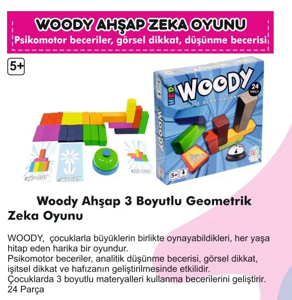 Woody Ahşap 3 Boyutlu Geometrik Zeka Oyunu