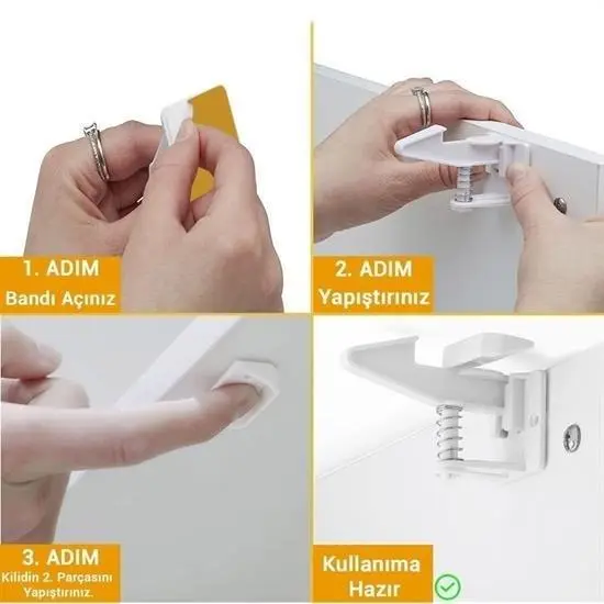 Bebek Çuk Güvenliği Korumalı Yapışkan Çekmece ve Dolap İçin Tutucu Gizli Güvenlik Kilidi 3