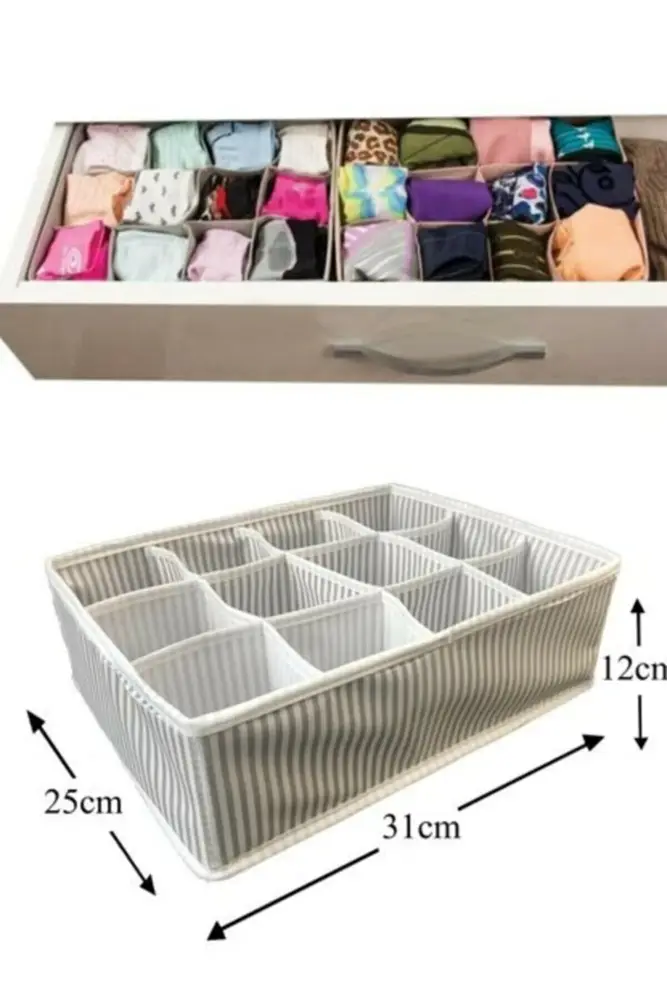 12 Bölmeli Pratik Bölmeli Çekmece Düzenleyici Organizer(İç Çamaşırı Krat Çorap Düzenleyici) 3