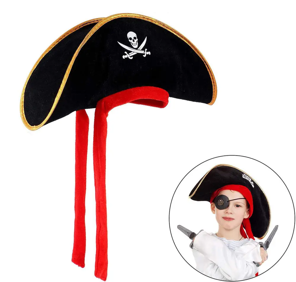 Çuk Boy Kadife Jack Sparrow Denizci Kaptan Jack Korsan Şapkası 45x16 cm
